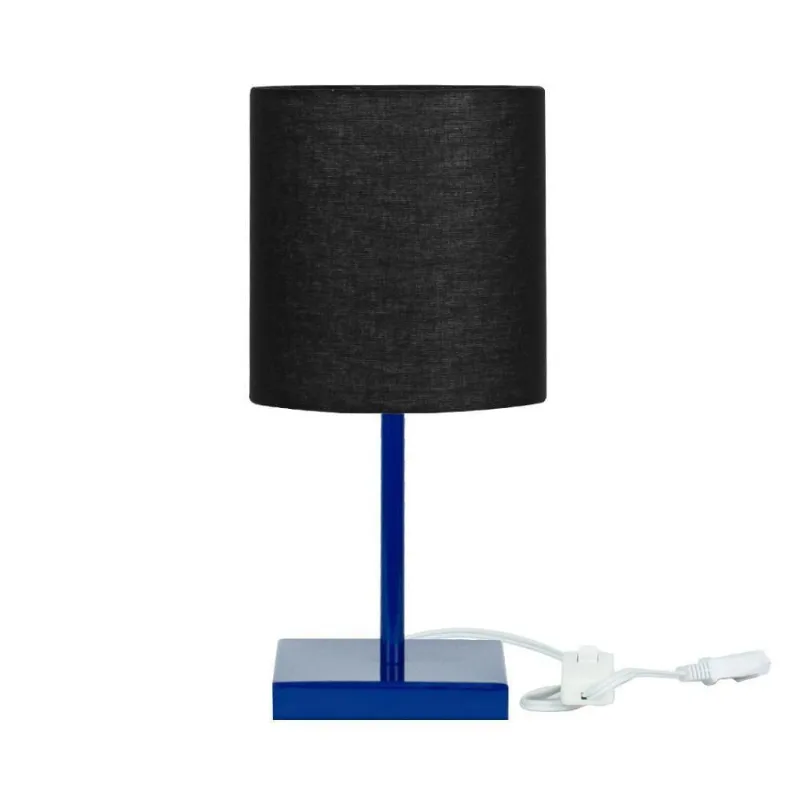 Abajur Eros Cilindrico Preto Base Toda Azul Quadrada