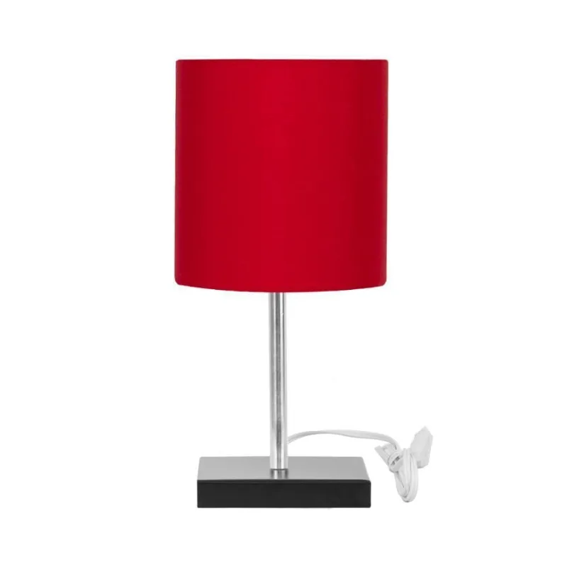 Abajur Eros Touch Cilindrico Vermelho Base Todo Preto