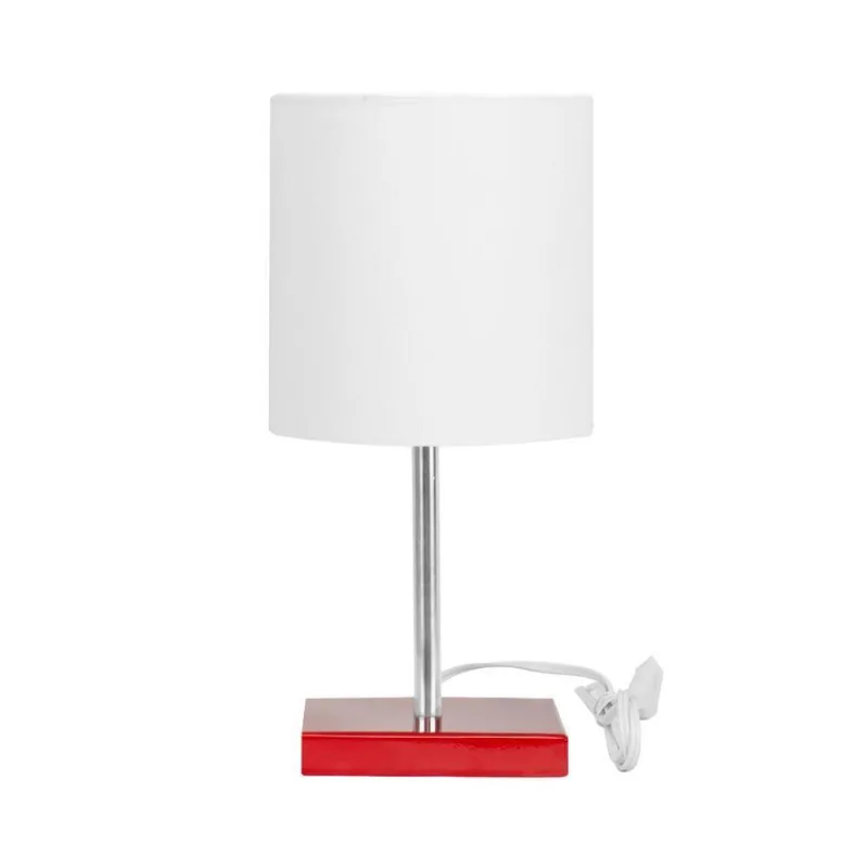 Abajur Eros Touch Cilindrico Branco Base Todo Vermelho Quad.