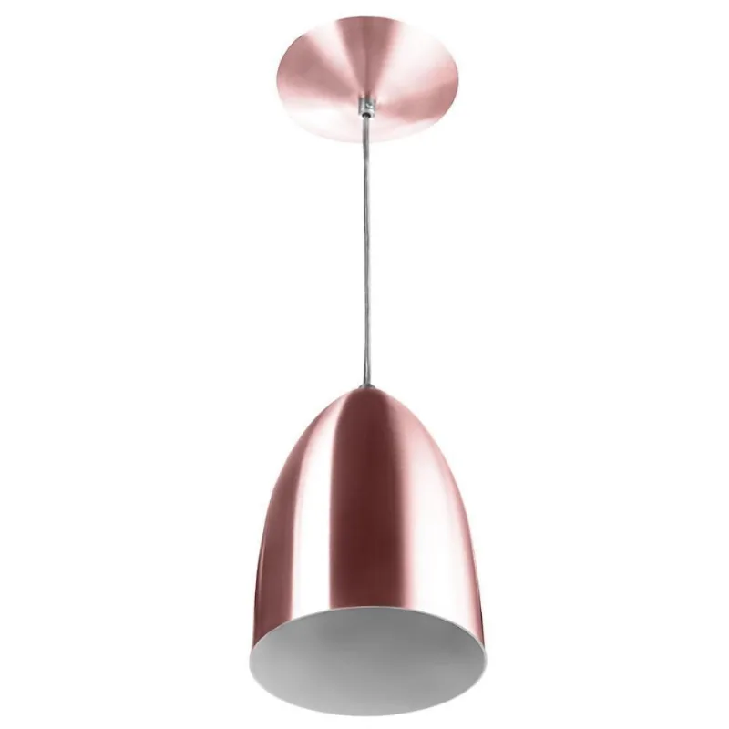 Lustre Pendente Luminária Cone de Alumínio Gold Rose
