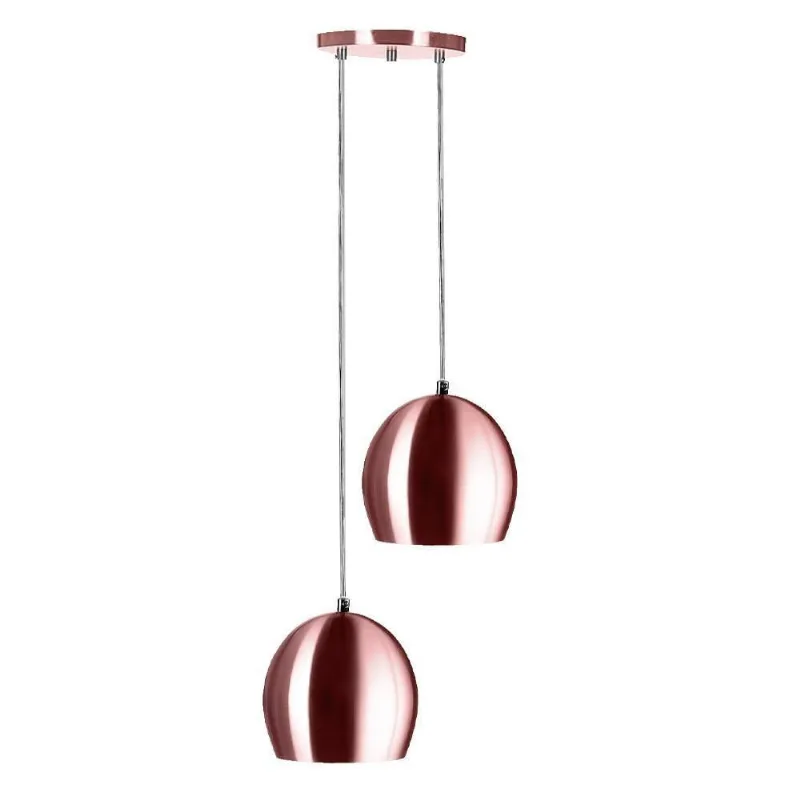 Lustre Pendente Aluminio Bola Duplo 15cm Gold Rose