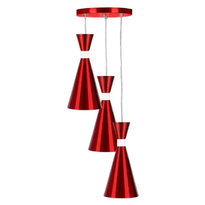 Lustre Pendente Aluminio Florida Triplo Cereja