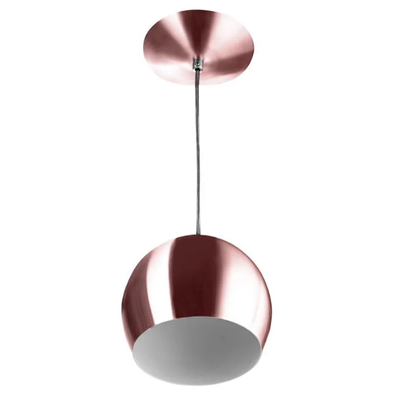 Lustre Pendente Bola Media Alumínio 23cm Gold Rose