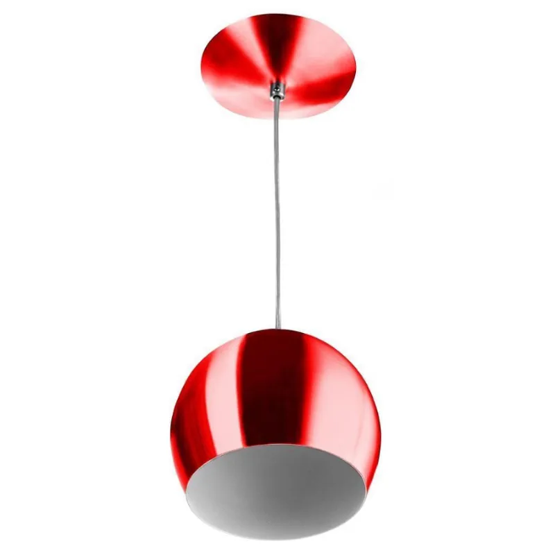 Lustre Pendente Bola Media Alumínio 23cm Cereja Metalico