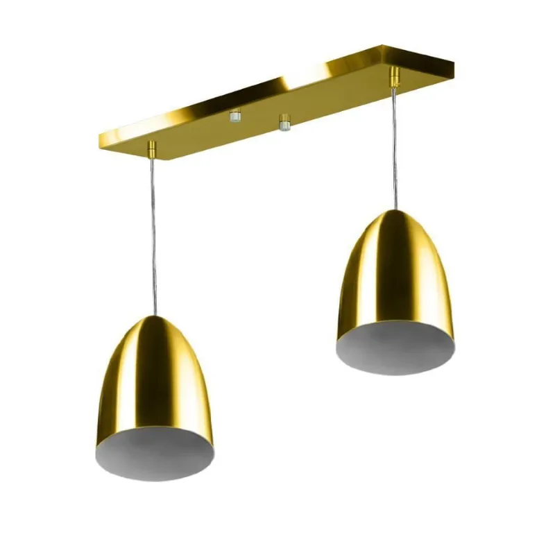 Lustre Pendente Sadan Duplo Base Retangular Dourado