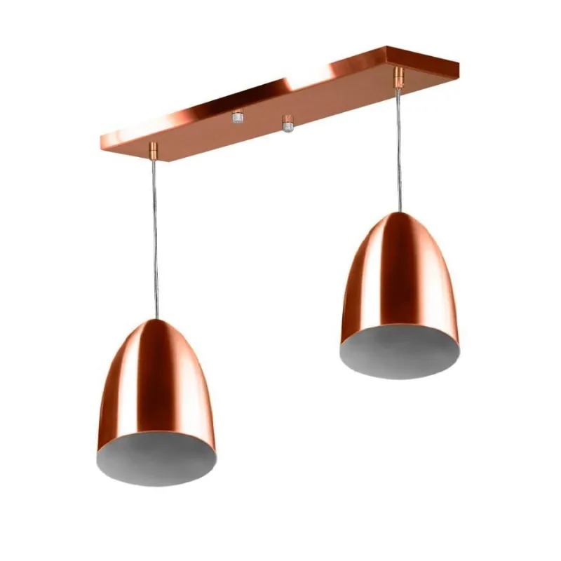 Lustre Pendente Sadan Duplo Base Retangular Cobre