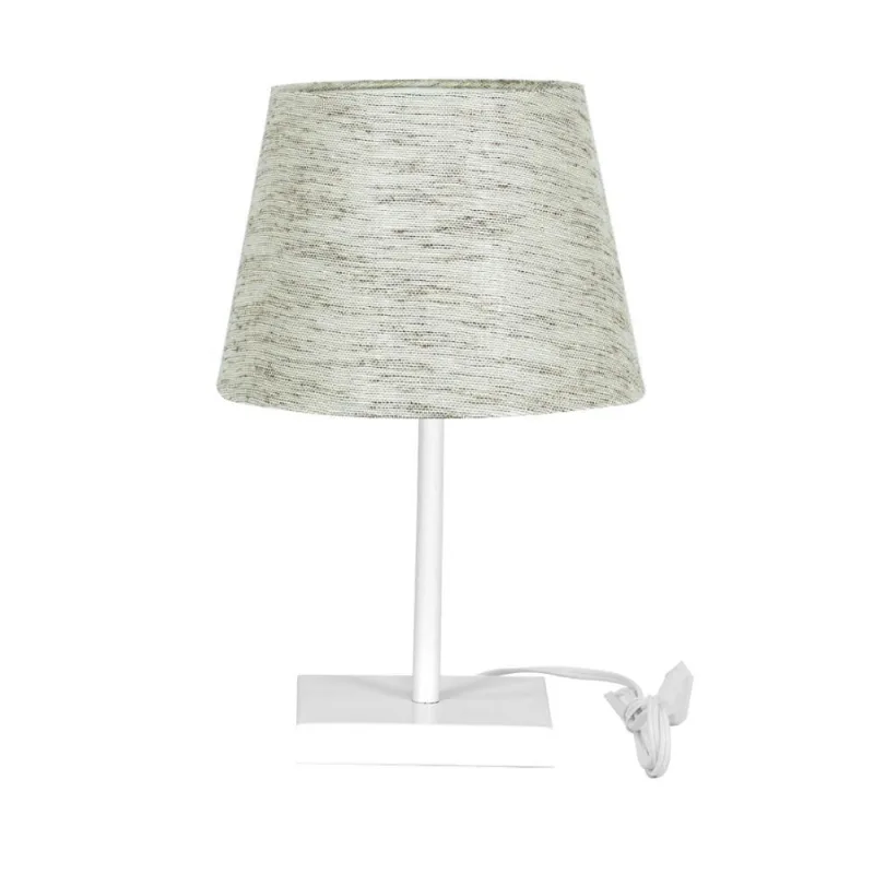 Abajur Eros Touch Dome Linho Mesclado com Base Todo Branco Q