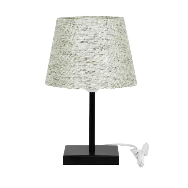 Abajur Eros Touch Dome Linho Mesclado Com Base Todo Preto Q