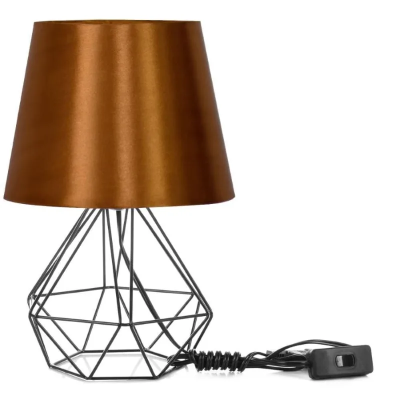 Abajur Diamante Dome Cobre com Aramado Preto