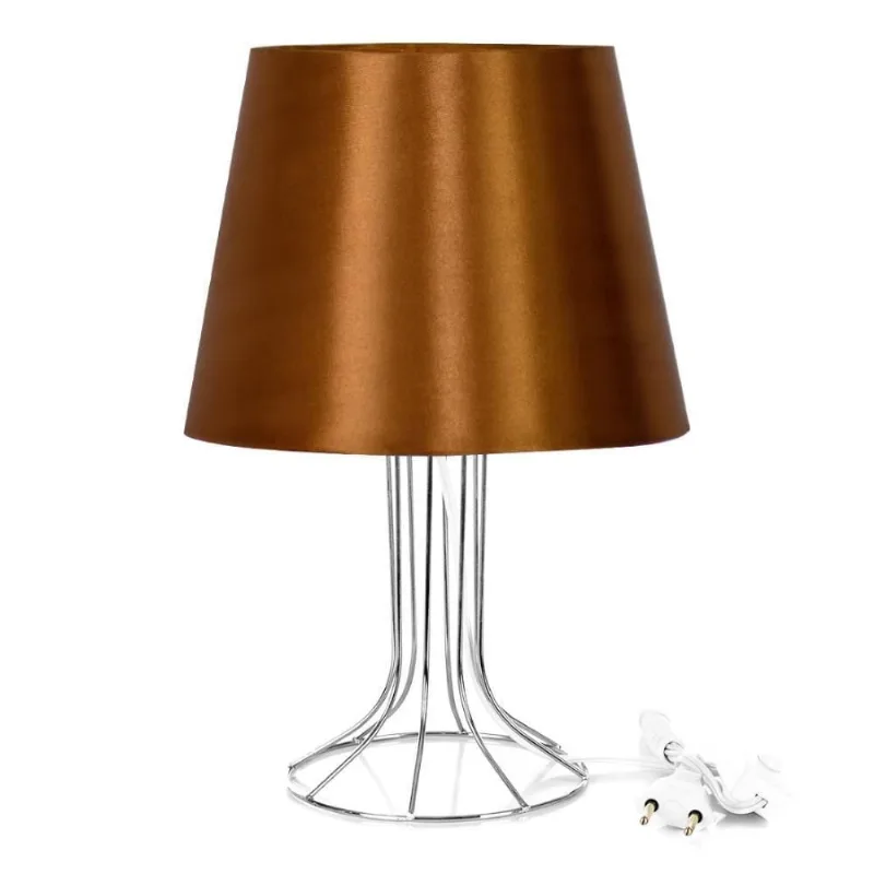 Abajur Torre Dome Cobre Com Aramado Cromado