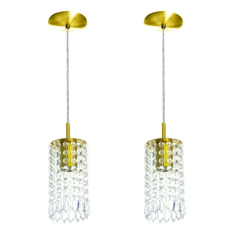 Kit 2 Pendentes Redondo Clearcrillic Cristal Acrílico Cobre
