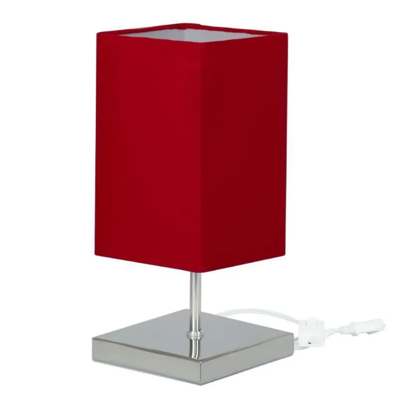 Abajur Eros Quad Vermelho Com Base Inox.