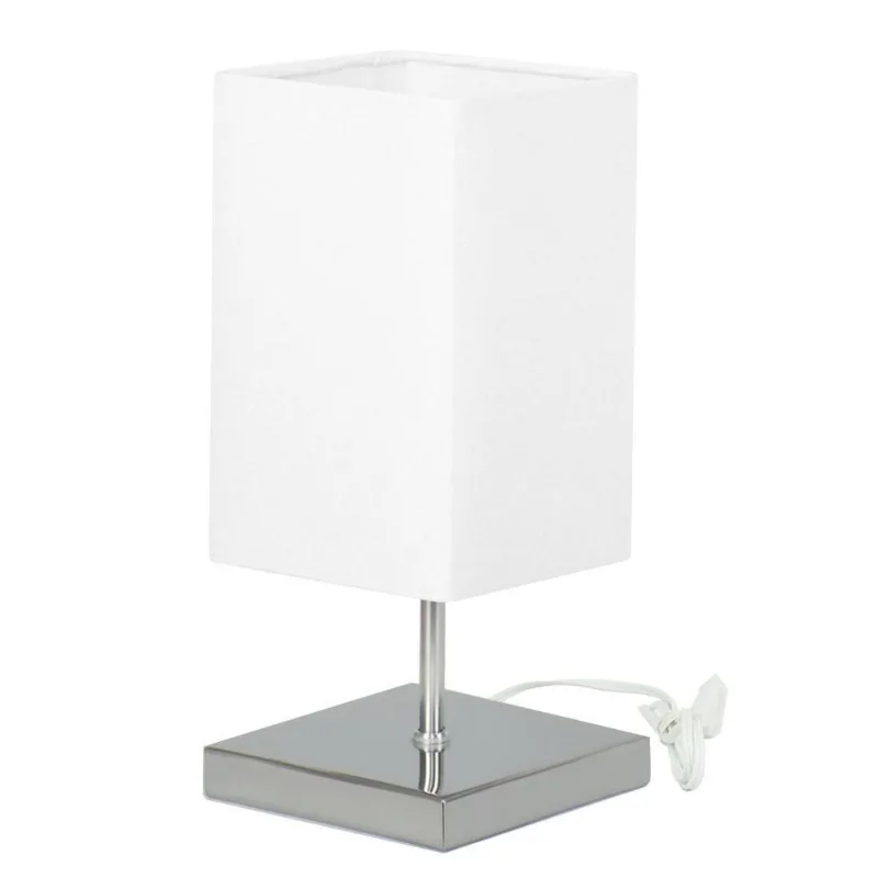 Abajur Eros Quad Touch Branco com Base Inox.