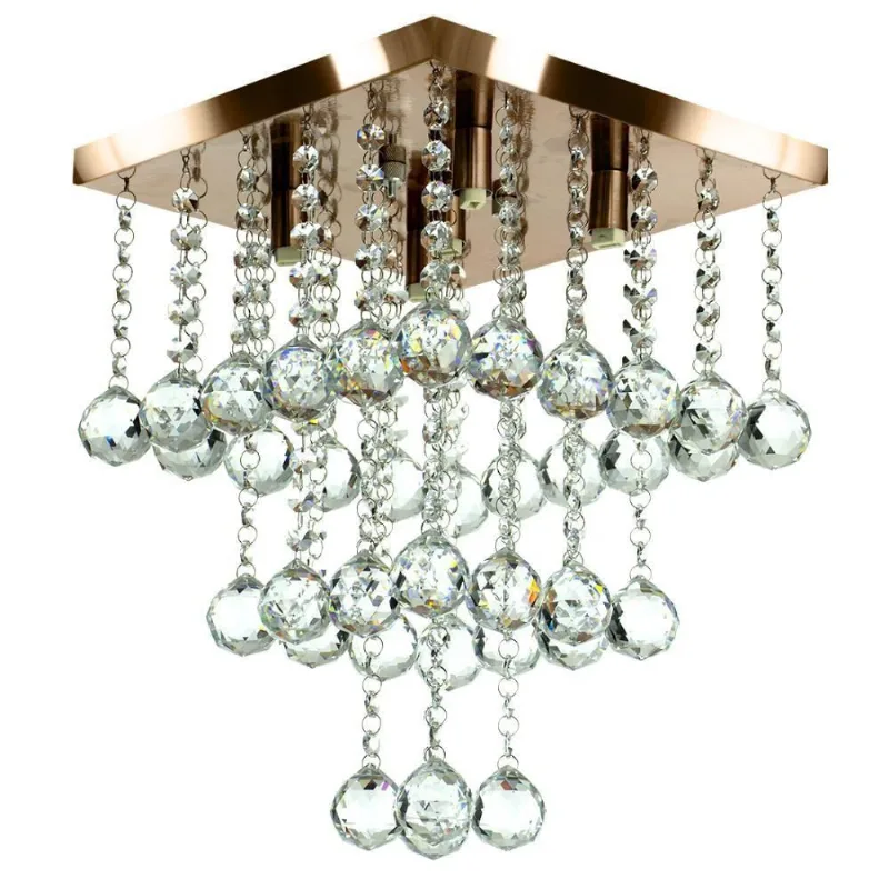 Lustre de Cristal Legitimo Classic Square Long 30 Cobre
