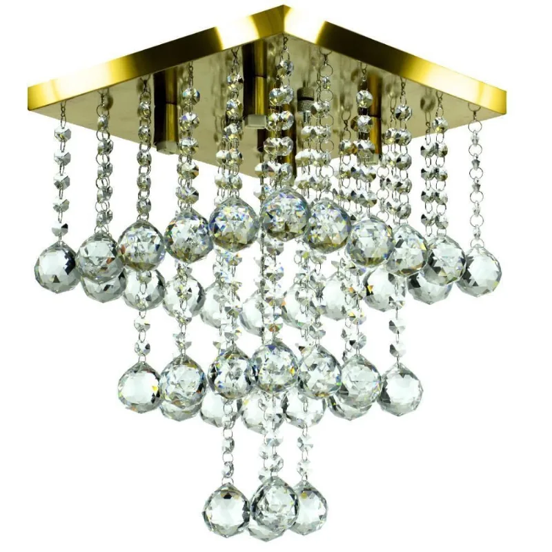 Lustre de Cristal Legitimo Classic Square Long 30 Dourado