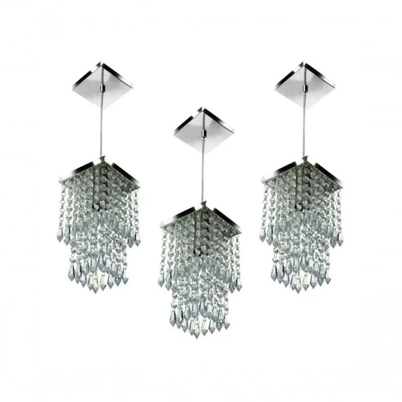 Kit 3 Lustres Pendente de Cristal Acrilico Spark Maravilhoso