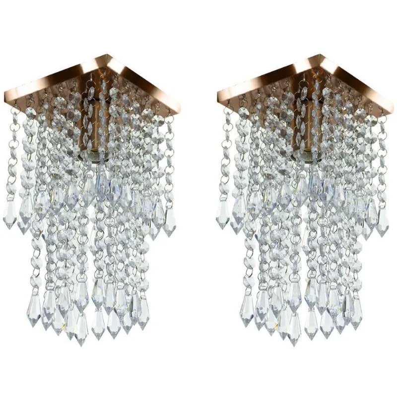 Kit 2 Lustre Plafon de Cristal Acrilico Spark Cobre