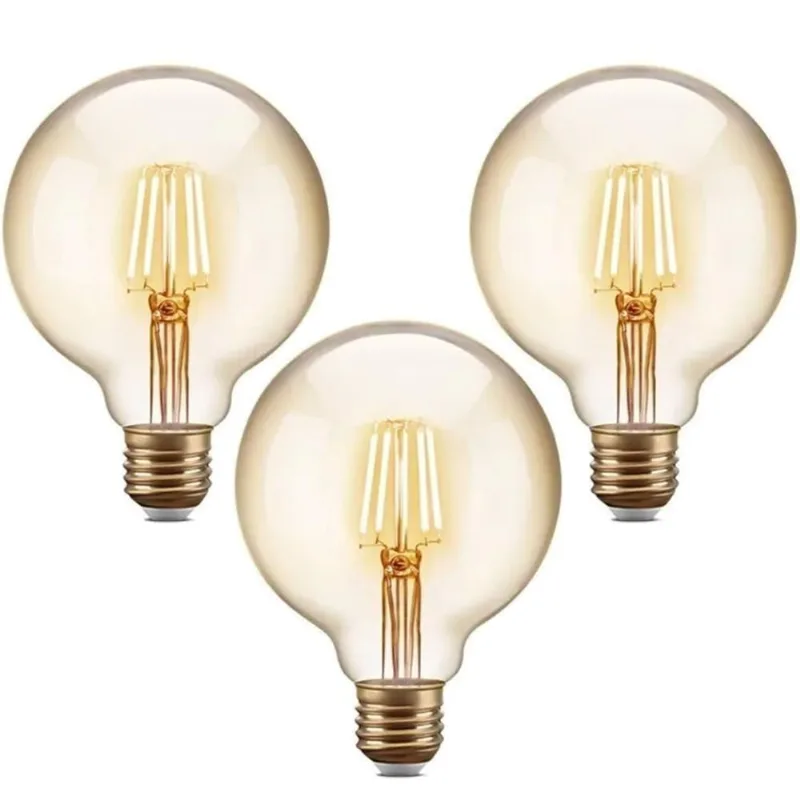 Kit 3 Lâmpadas Filamento Led Vintage G95 - Bivolt