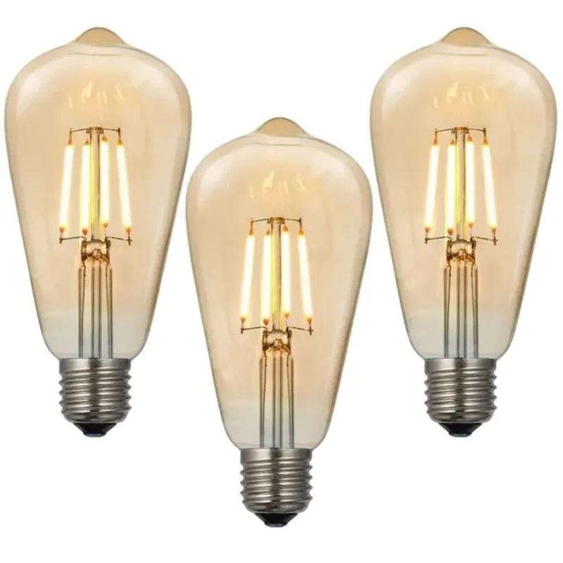 Kit 3 Lâmpadas Filamento Led Vintage St64 - Bivolt