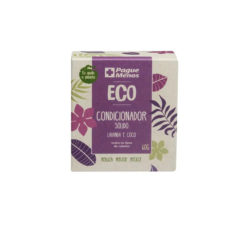 Condicionador Pmenos Eco Solido Todos Tipos De Cabelo Lavanda E Coco 60g