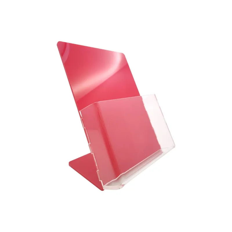 Porta Panfleto Flyer Folder Papel 14X20Cm Acrílico Vermelho