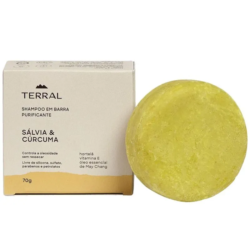 Shampoo em Barra Purificante Sálvia e Cúrcuma