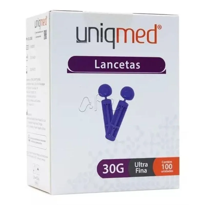 Lancetas Para Lancetador 30g Ultra Fina 100 Unidades Uniqmed