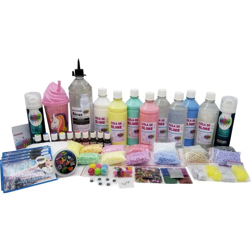 Kit Slime Neve Unicórnio Pompom Jelly Cubes Ine Slime