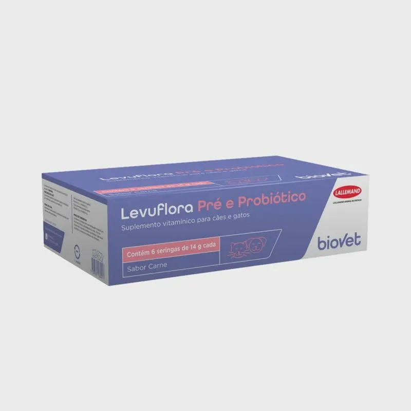 Levuflora Pré e Probiótico Sabor Carne Caixa C/6 Seringas De 14g Cada - Biovet
