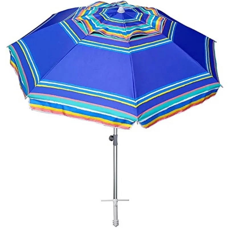 Guarda-sol de praia ammsun de 7 pés para serviço pesado de alto vento com âncora de areia e abrigo solar inclinável, guarda-sol externo com proteção uv 50 + com bolsa de transporte para pátio, jardim,