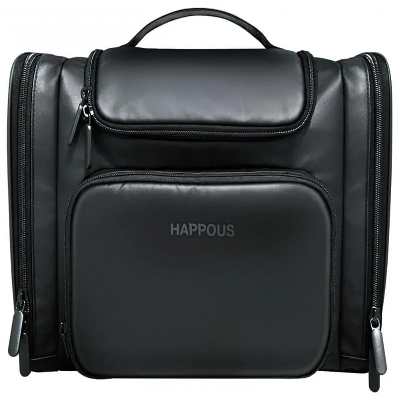 Happous Necessaire Masculina Vintage de Couro Sintético com Forro à Prova d'Água, Preto