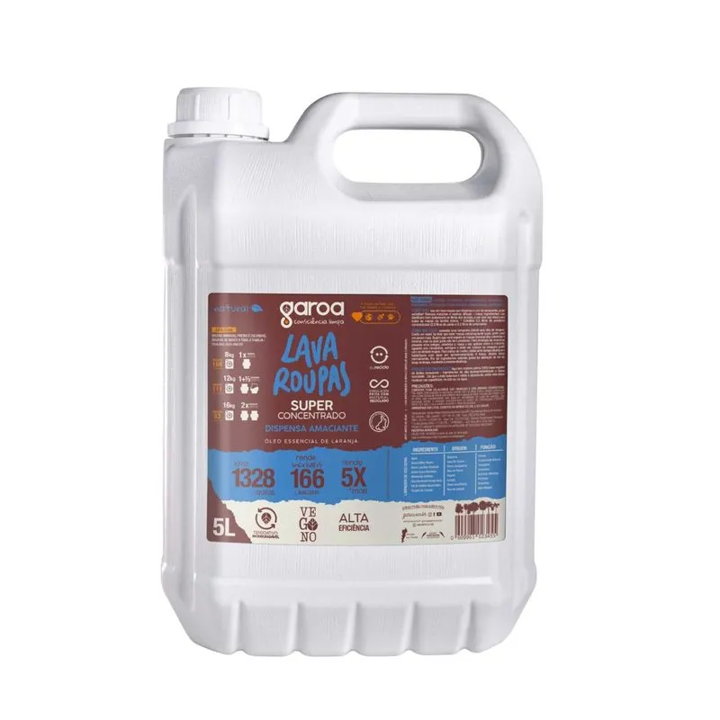 Lava Roupas Concentrado Laranja Biodegradável Garoa 5l