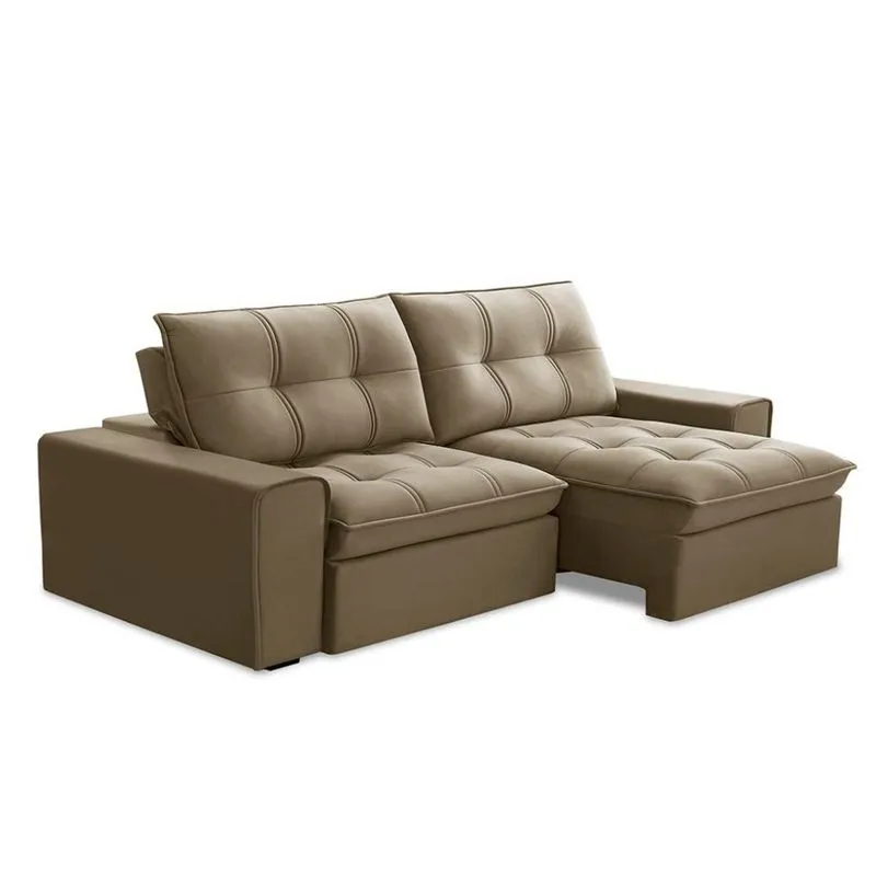 Sofá Retrátil e Reclinável Ferguile Argos Veludo Castor 3 Lugares 230cm