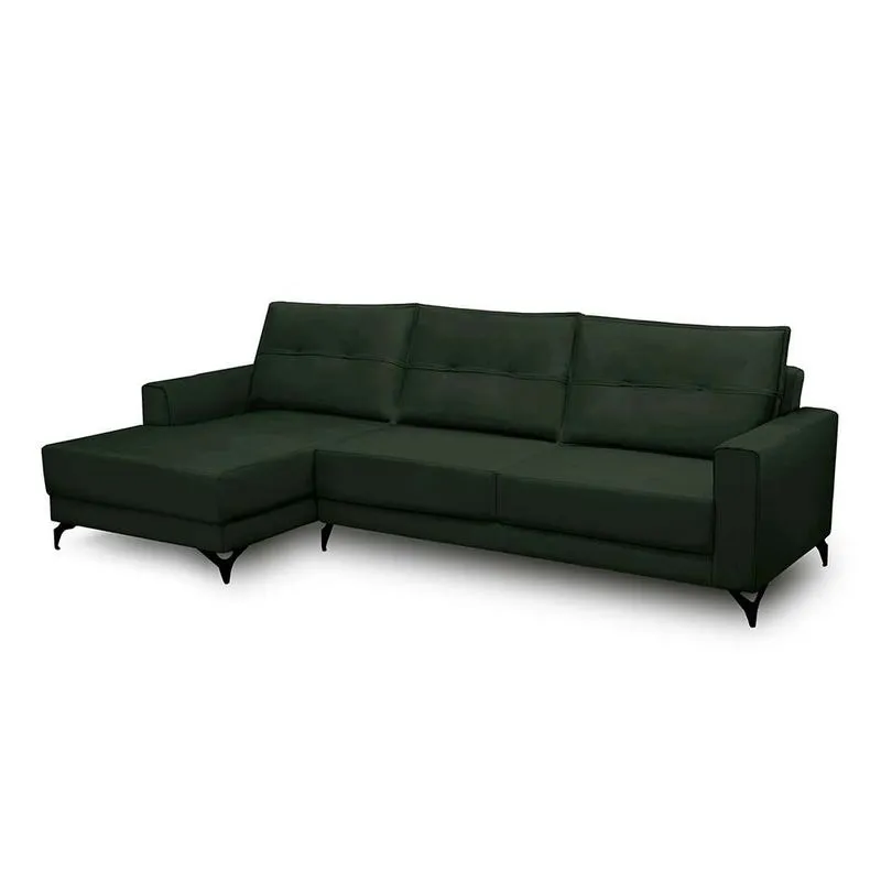 Sofá 5 Lugares Heros com Chaise Esquerdo Veludo Verde