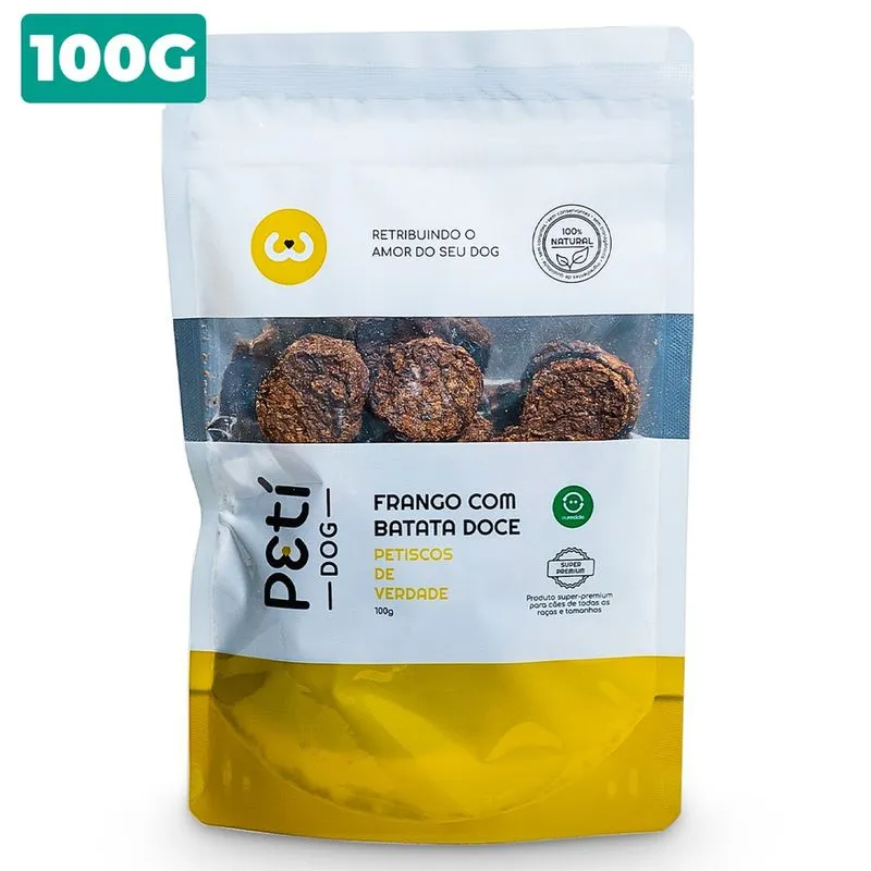 Petisco Cachorro Sache Natural Bifinho Frango 100g Peti Dog
