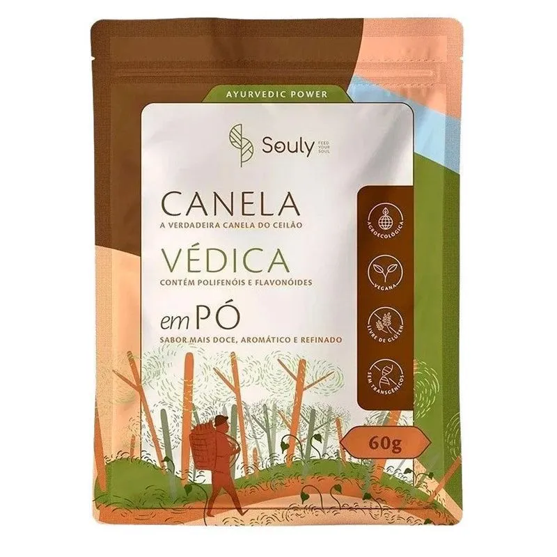 Canela De Ceilão Védica Em Pó Soulybr - Antioxidante Natural