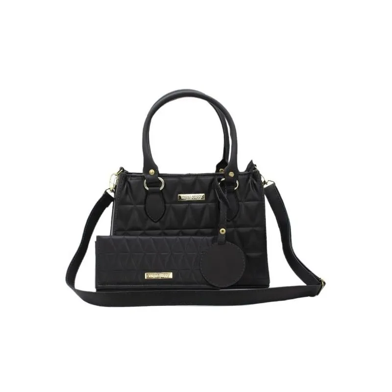 Bolsa Feminina Bordada Alça Transversal E Alça De Mão Preta
