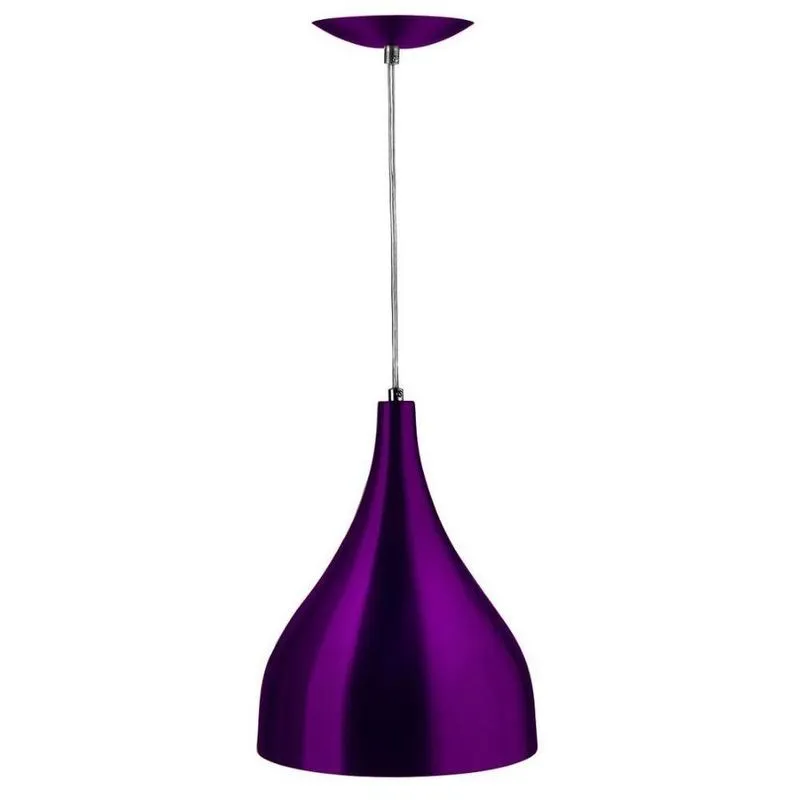 Kit 3 Pendentes Gota Média Alumínio 30cm Roxo Metálico