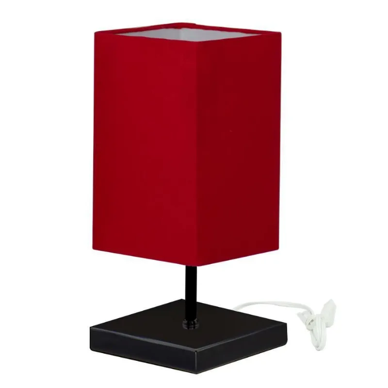 Abajur Eros Quad Touch Vermelho Com Base Inox Preto