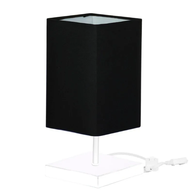 Abajur Eros Quad Preto com Base Inox Branca
