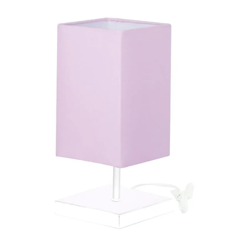 Abajur Eros Quad Touch Rosa Com Base Inox Branco