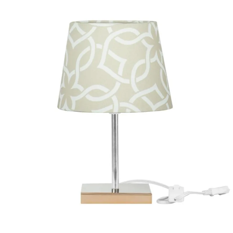 Abajur Eros Dome Elos Bege 061 Com Base Cobre Quadrada