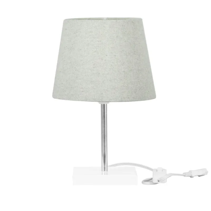 Abajur Eros Dome Rustico Escuro 026 Base Branco Quadrada