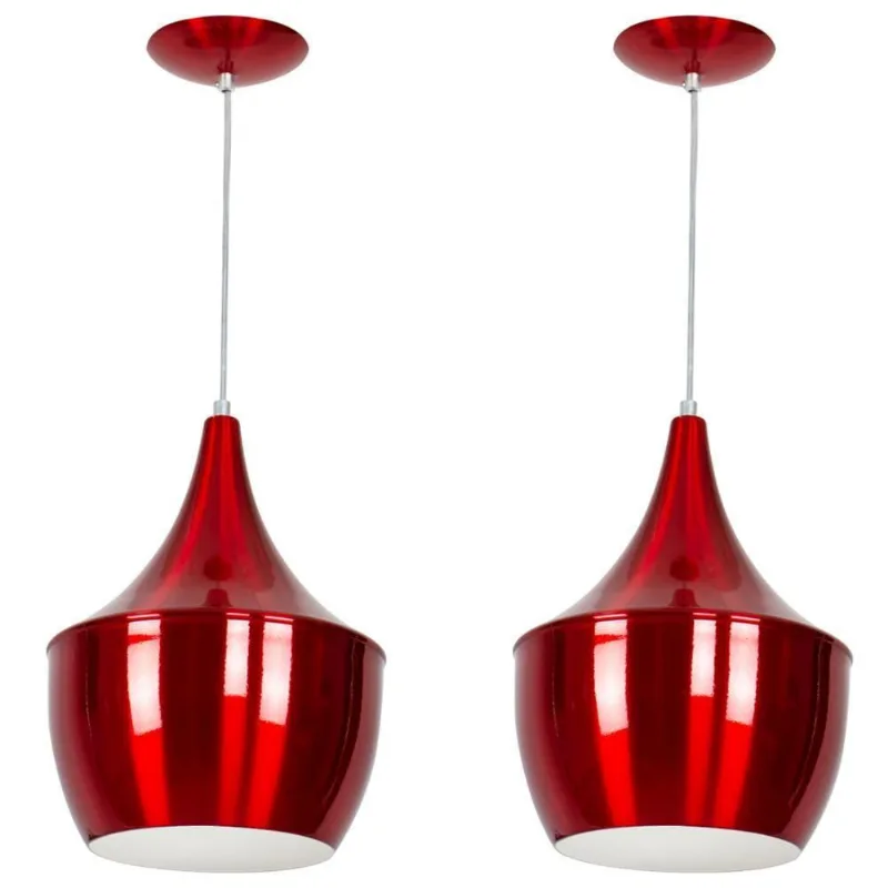 Kit 2 Pendentes Gourmet Balão 32x25cm Cereja Metalico