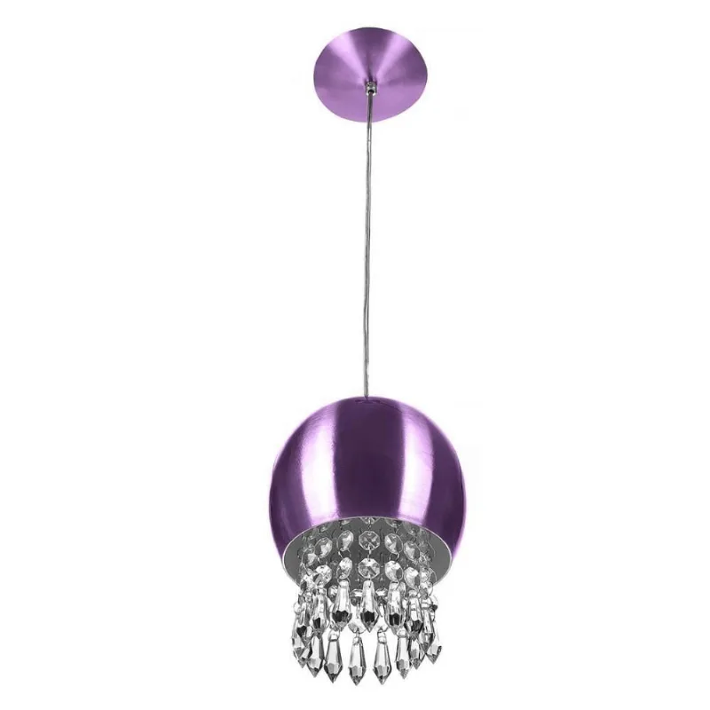 Pendente Bola Pequena 15cm Roxo Metalico C/ Cristai Acrilico