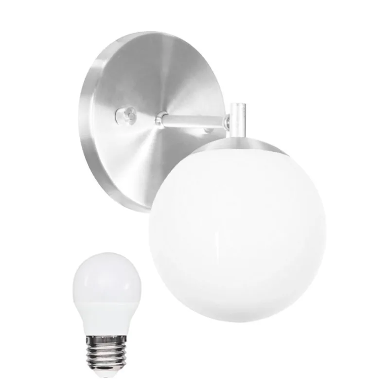 Arandela Orby Bolinha Escovado + Lampada 6000k