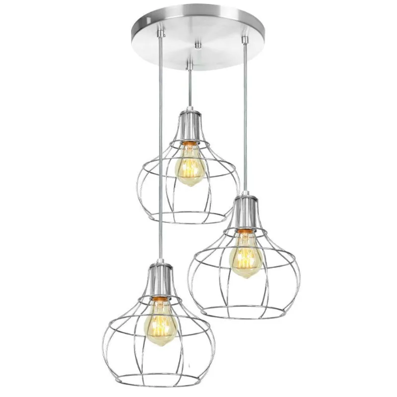 Lustre Pendente Triplo Aladim Aramado Cromado