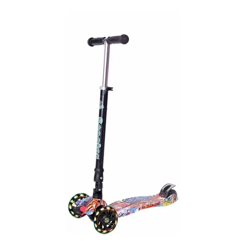 Patinete Infantil Scooter 3 Rodas Com Led Com Freio Dobrável