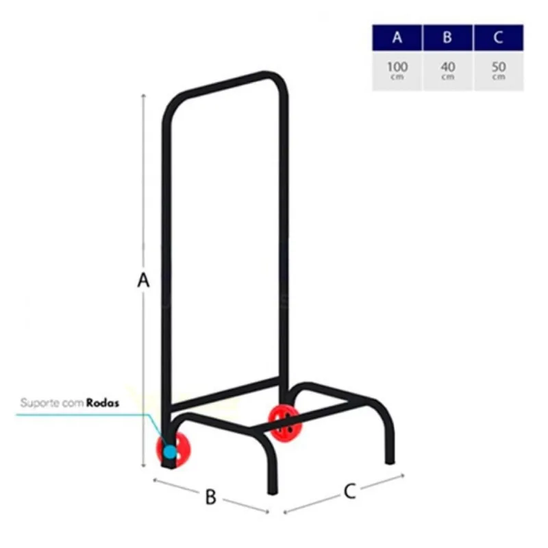 Suporte Para Cesta De Compras 16 Litros C/ Roda Preto Simples - Castellmaq U Unica Unica