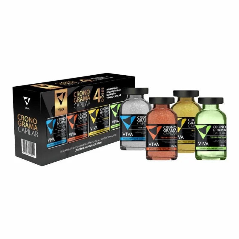 Kit Cronograma Capilar Viva Hair Cosmetics 4 Ampolas
